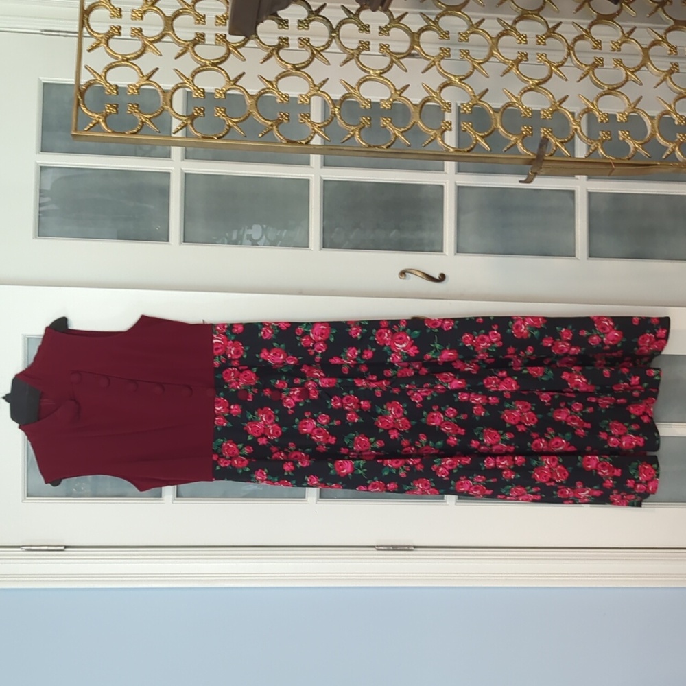 Mock neck button accent maxi dress